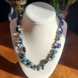 LOFT by Ann Taylor Multi Color in Blue Family, Statement Necklace.